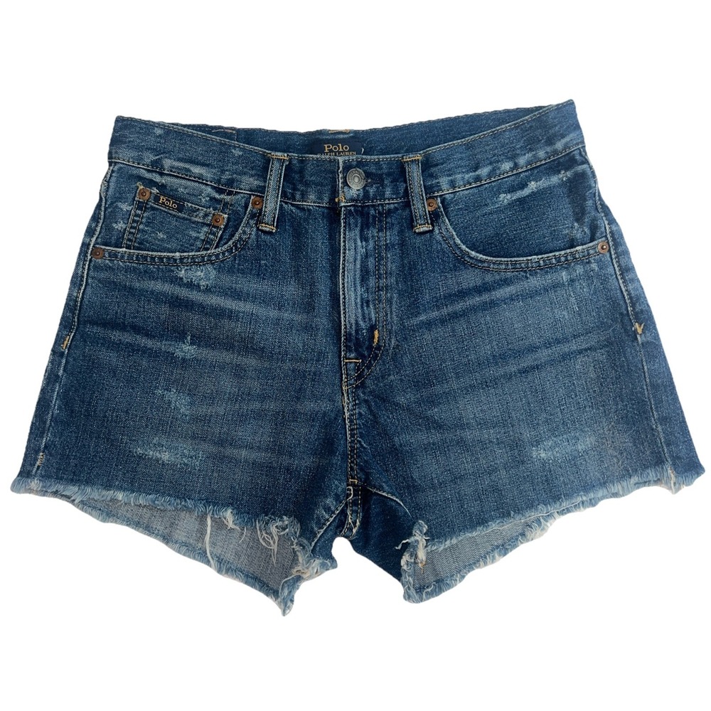 Polo Ralph Lauren Women's The Crosby Relaxed Denim Shorts Size 27 Frayed Raw Hem